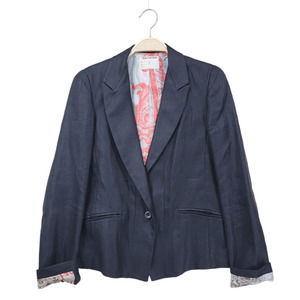 Gary Graham Women's Size 2 Blazer Gray Long Sleeve Linen One Button Lined